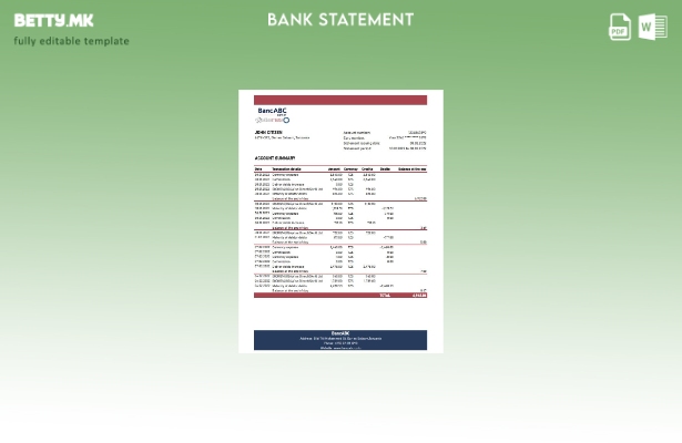 модерен стил Танзанија БанкАБЦ извод од банкарски ексел шаблон